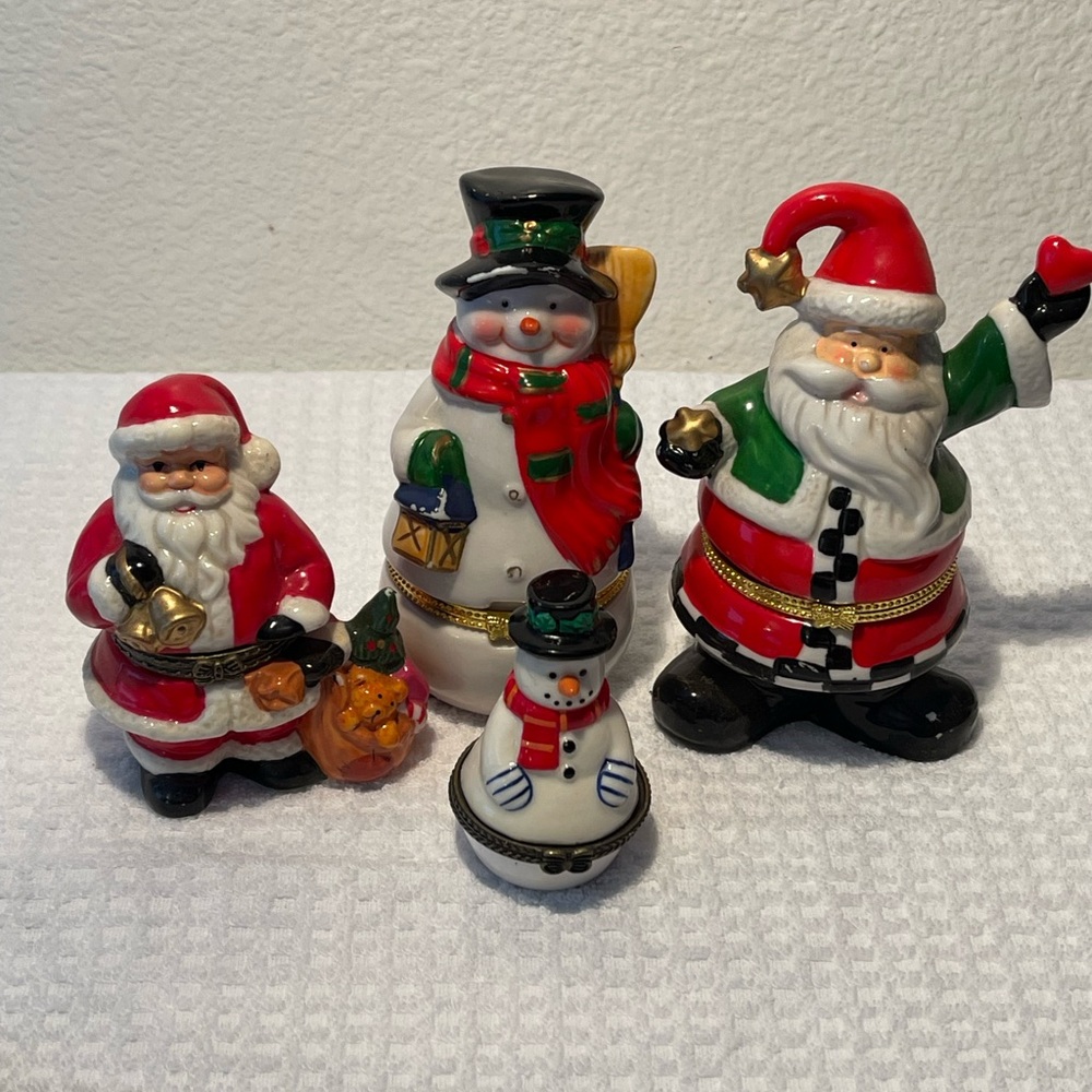 Trinket Box Santa and Snowman